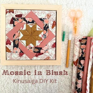 Mosaic in Blush Kinusaiga Kit, Craft kit, No Sew fabric craft kit, All In One Kit, DIY Wall Decor Kit, Beginner Friendly kit,