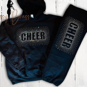 Rhinestone Cheer Sweat Suit/Rhinestone Cheer Hoodie/Rhinestone Cheer Sweatpants/Bling Cheer Outfit/Rhinestone Cheerleader/Youth/Adult