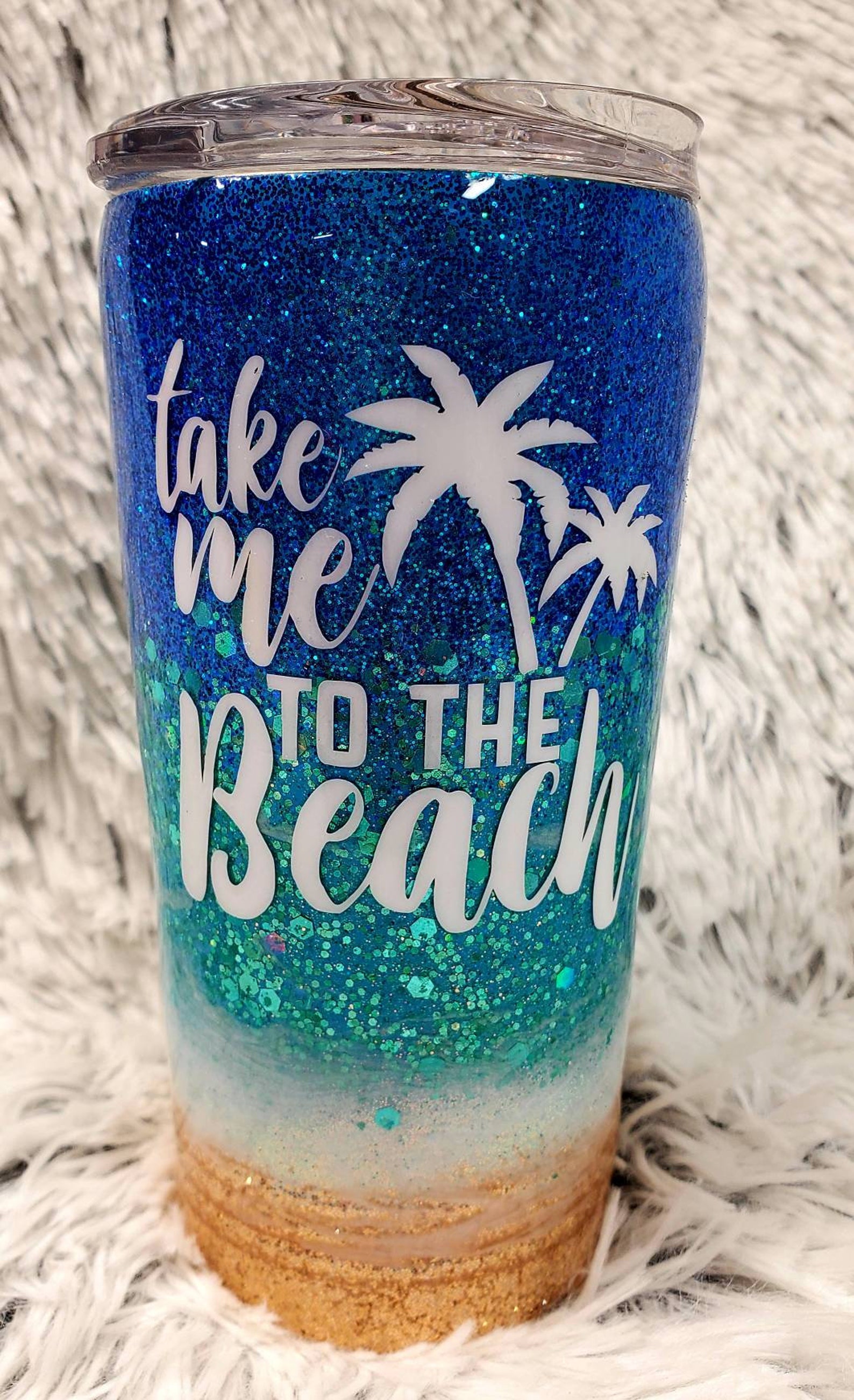 Beach Glitter Tumbler Ocean Tumbler Summer Cup Etsy
