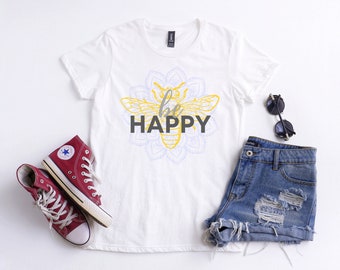 Bee You Women/'s Fashion Fit Inspirational Graphic T Shirt BE STILL Boho Yoga Style Uplifting Positivity Chic Weekend Comfy Tee