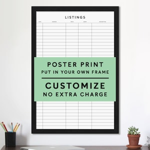 Custom Real Estate Pipeline Poster Print for Agents | 24x36 Vertical Printed | Personalized Listing Tracker | Professional Paper Print Only