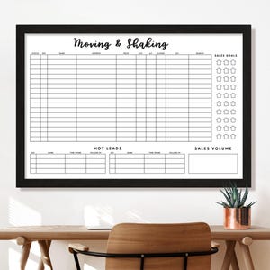 Custom Real Estate Whiteboard | Track Listings, Sales Goals & Leads | Premium Acrylic with Frame Options | Sales Tracker Board