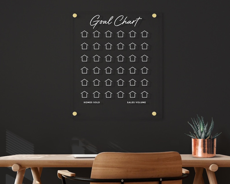 Sold Goal Chart Clear Acrylic Real Estate Goal Chart | Custom Sales Tracker | Large ...