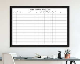 Large Real Estate Whiteboard | Customizable Dry-Erase Board | Premium Acrylic with Frame | Realtor Organizer | Professional Office Decor