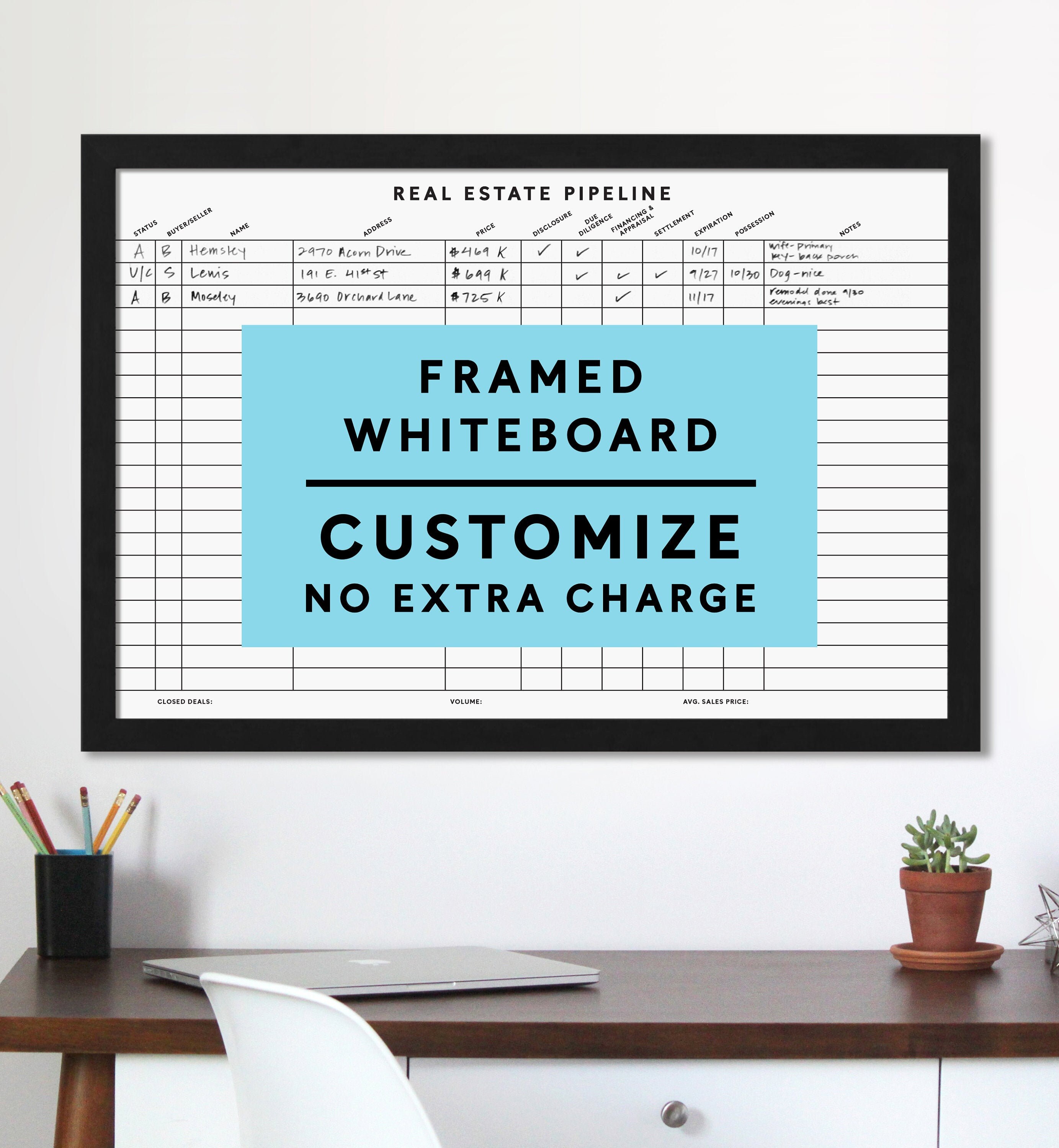 Real Estate whiteboard LARGE size