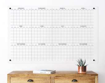 Yearly dry erase acrylic calendar - Annual at a glance board