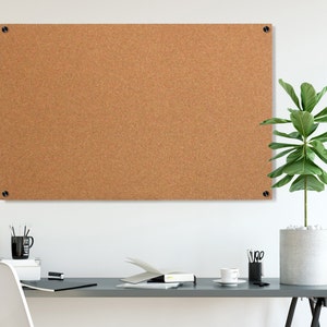 Custom Modern Cork Board | Wall-Mounted Large Cork Bulletin Board with Hardware Options for Home Office