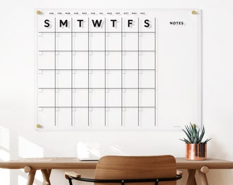 Transparante acryl whiteboardkalender met notities aan de zijkant | Wandorganizer met aanpasbare bevestigingsopties | Transparante acryl planner voor op kantoor