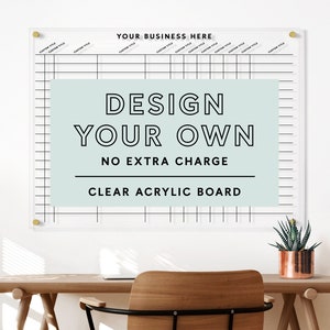 Custom Floating Clear Acrylic Business Board | Design Your Own Dry Erase Planner | Personalized Office Wall Organizer with Hardware