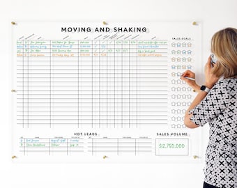 Moving & Shaking Real Estate Board | Custom Acrylic Realtor Board | Track Listings, Sales and Leads | Durable Lucite Real Estate Display