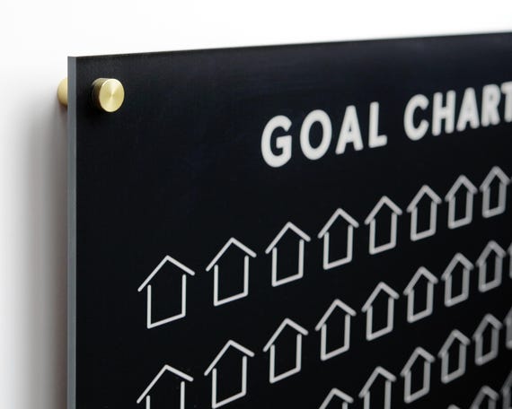 Black Acrylic Real Estate Goal Chart | Sales Tracker with Customizable Features | Floating Acrylic Art with Hardware Options | Realtor Chart