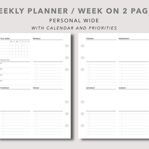 Personal Wide Planner Basics Etsy