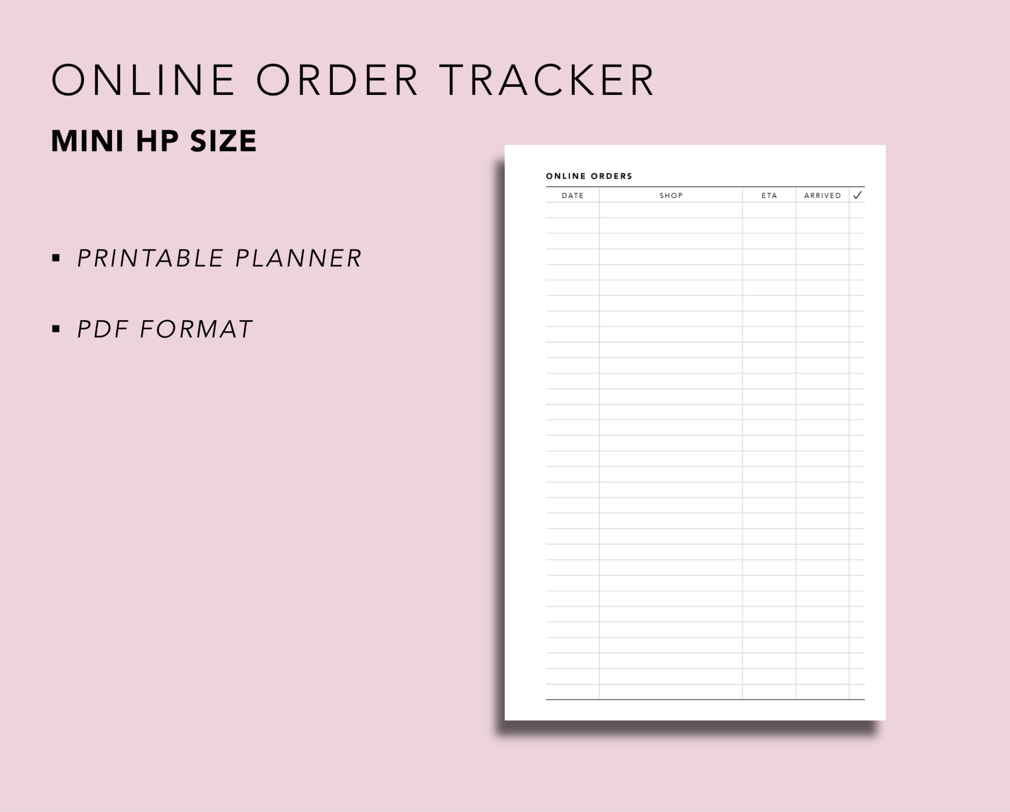 92 Happy Planner Mini HP Online Orders shopping tracker Printable