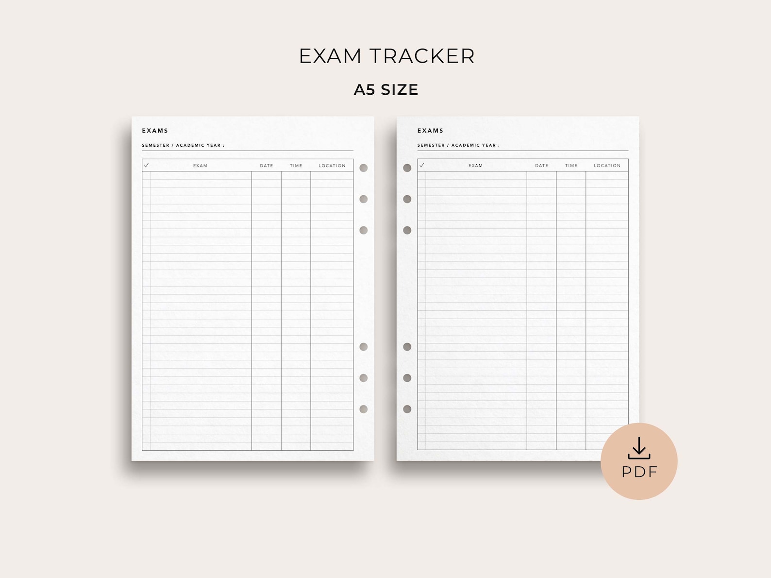 Student exam tracker on Etsy
