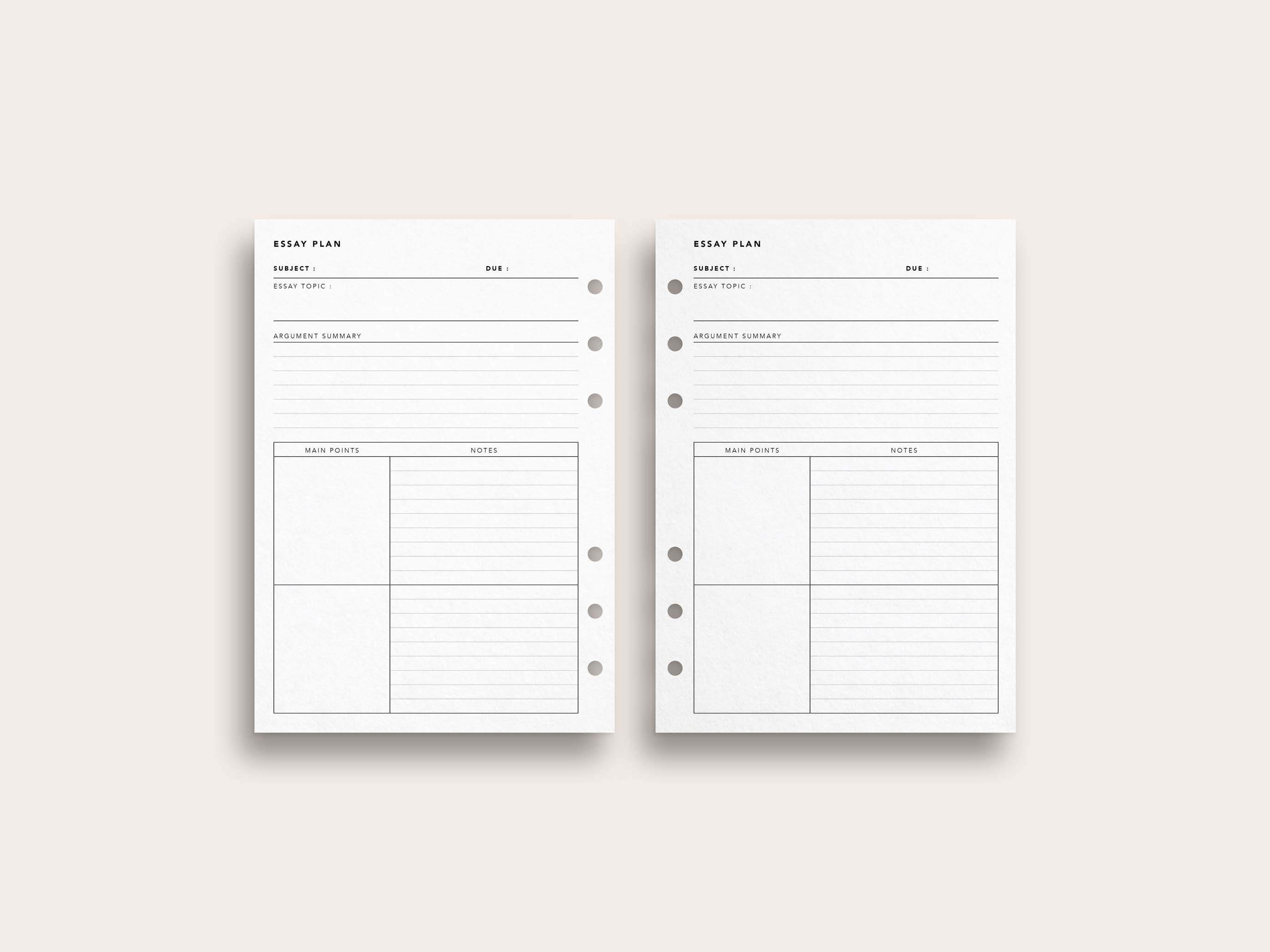 Essay Planner Template Personal Wide Size Printable 