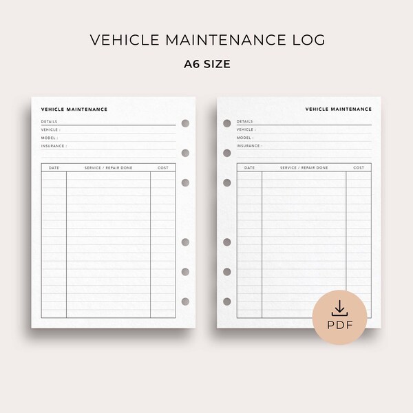 Printable Car Maintenance Book - Etsy