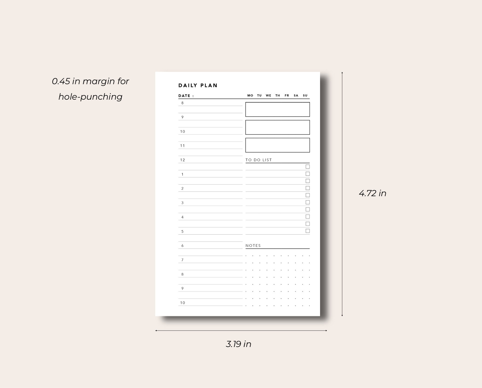 Pocket Daily Planner Printable Planner Insert Undated Day on Etsy