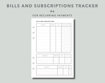 Printable Bill Tracker | Etsy