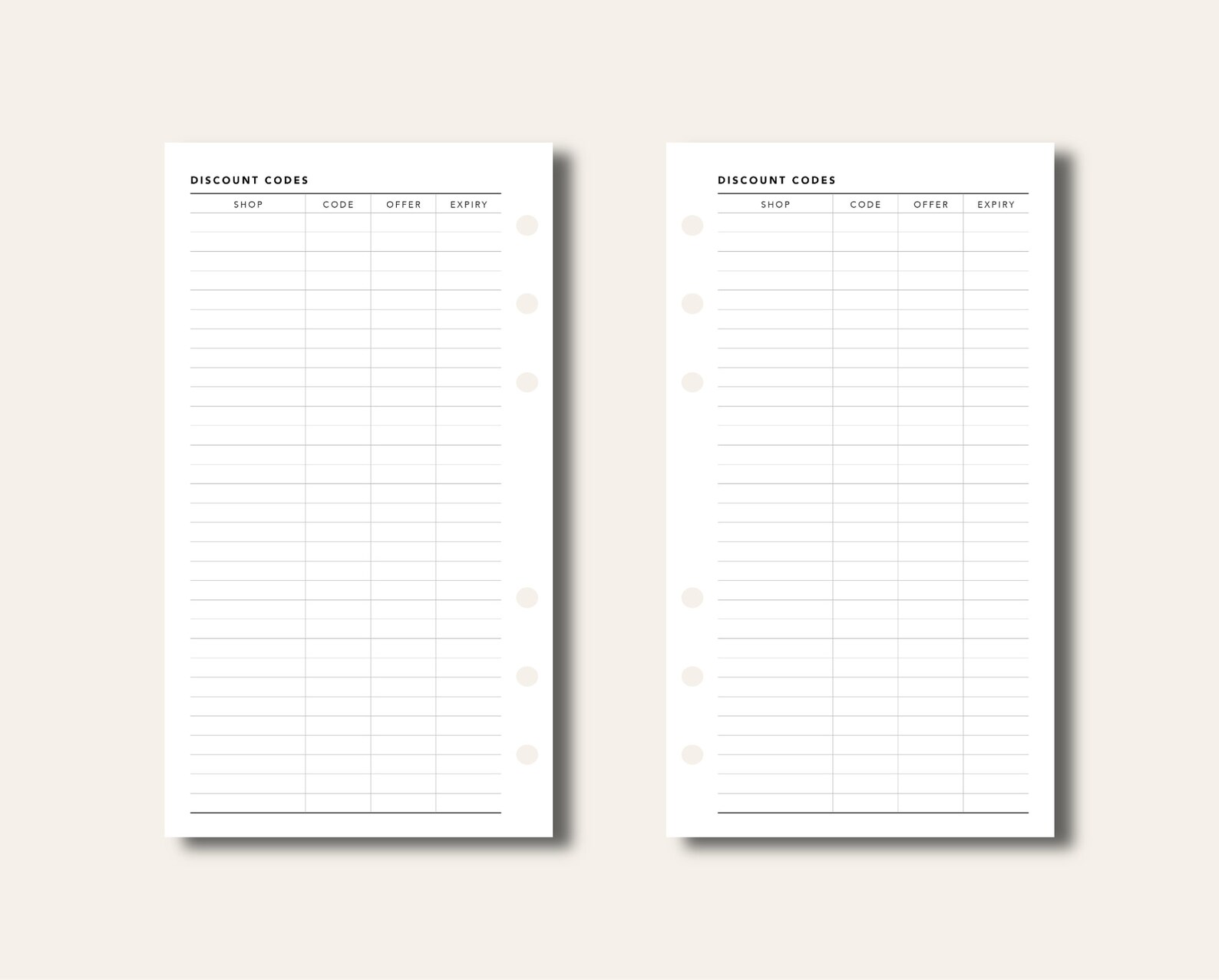 Personal Size Coupon Code Tracker Printable Planner Insert Etsy UK