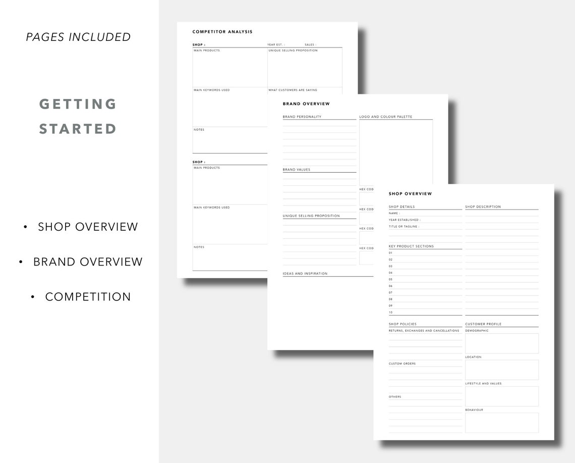 Etsy Shop Planner Printable for Etsy Shop Owners and Sellers Etsy