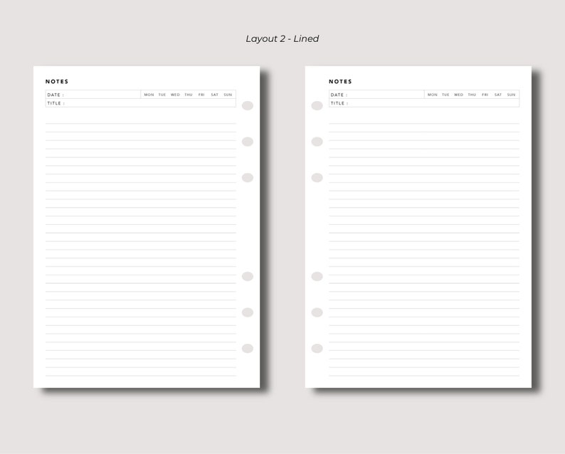 Personal Wide Size Basic Notes Bundle Printable Pack Etsy UK