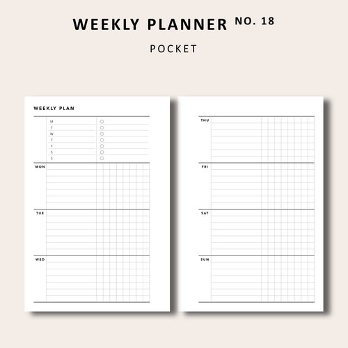 Weekly Planner Pocket Size Printable Inserts Undated - Etsy