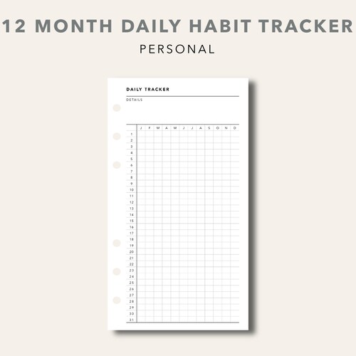 Yearly Habit Tracker Personal Size Printable Planner Inserts Etsy