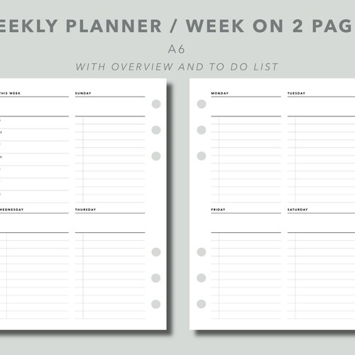 A6 Monthly Planner Month on 2 Pages A6 Printable Planner Etsy