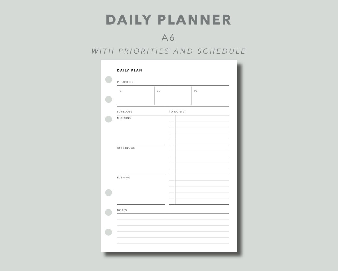 A6 Daily Planner With to Do List and Daily Schedule Undated - Etsy