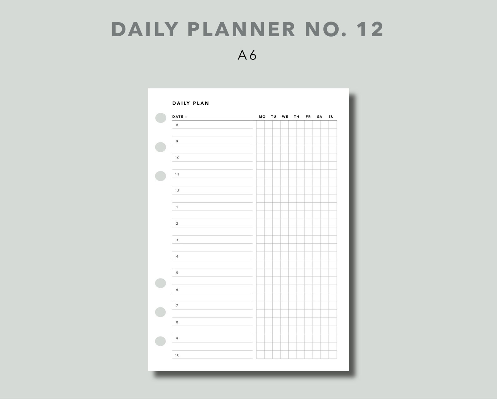 A6 Daily Planner Printable Planner Insert Hourly Schedule - Etsy UK