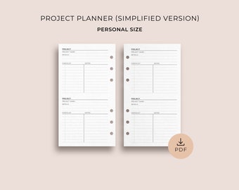 Project Planner Simplified Version, Personal Size - Printable Project Planner Template, Home and Personal Project Planner, Task Management