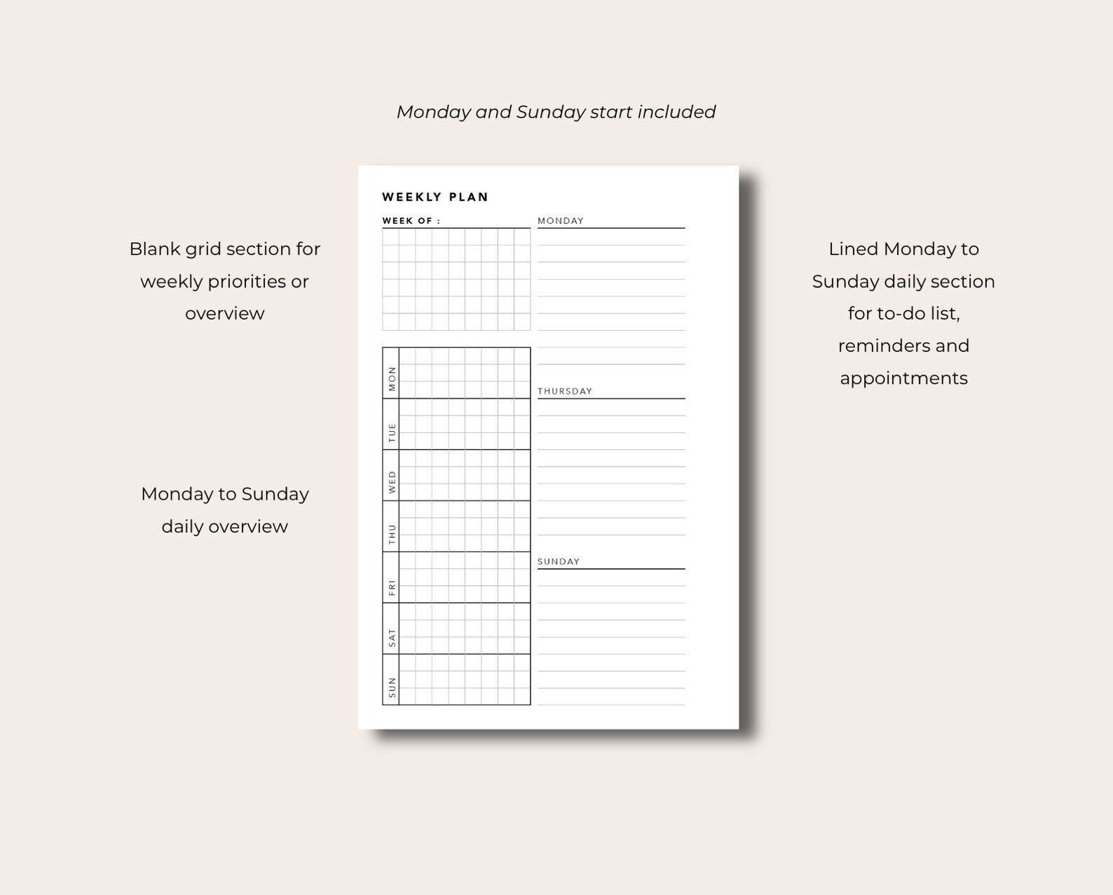Pocket Weekly Planner Printable Insert Weekly Planner No. - Etsy