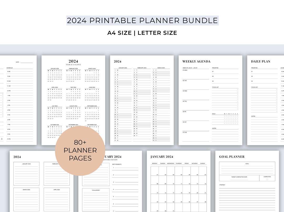2024 Printable Planner Bundle 2024 Printable Agenda 2024 - Etsy Canada