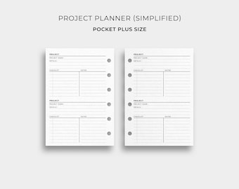 Project Planner Simplified Version, Pocket Plus Size - Printable Project Action Plan Template, Project To Do List Template