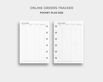 Online Order Tracker, Pocket Plus Size - Printable Online Shopping Tracker, Purchase Tracker, Shipment Tracker