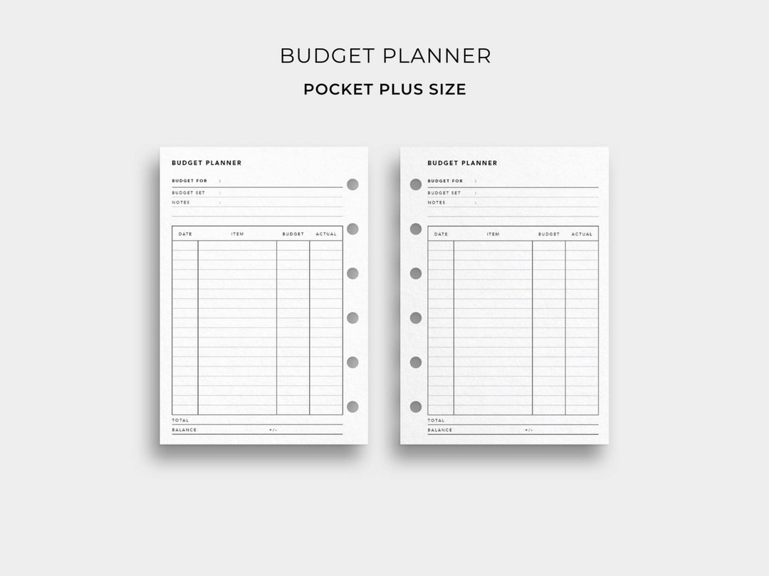 Budget Planner, Pocket Plus Size Printable Finance Planner, Monthly