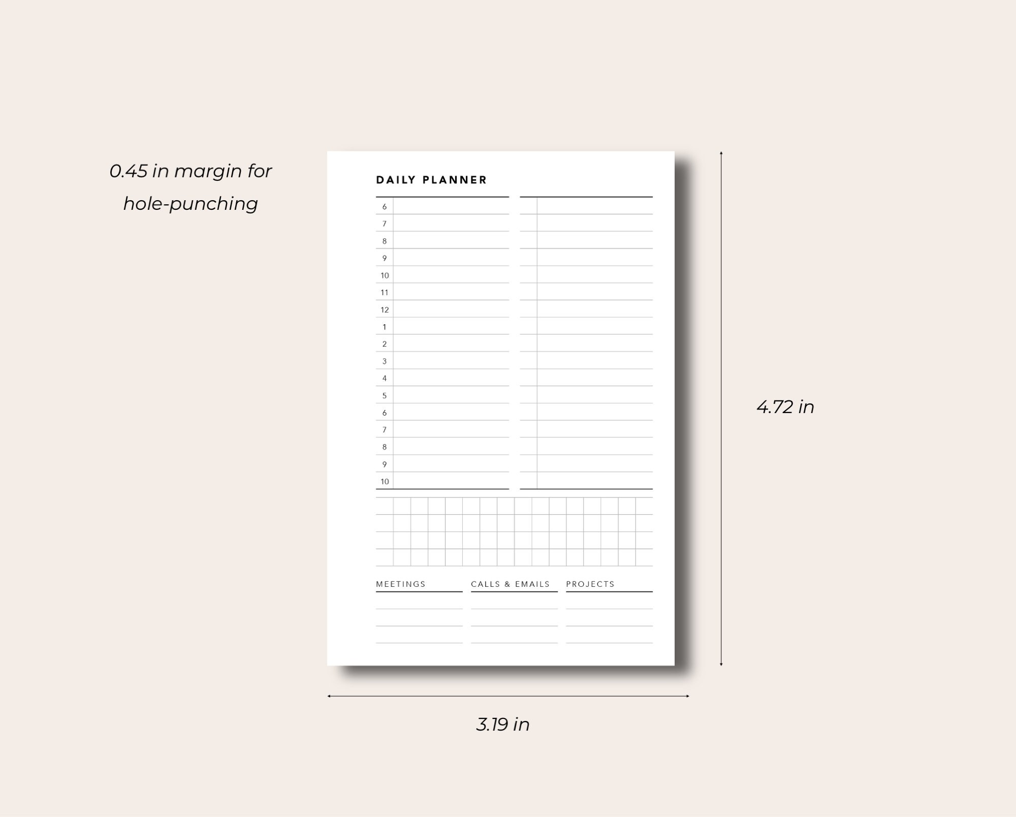 Pocket Daily Planner For Work Printable Planner Insert Day Etsy
