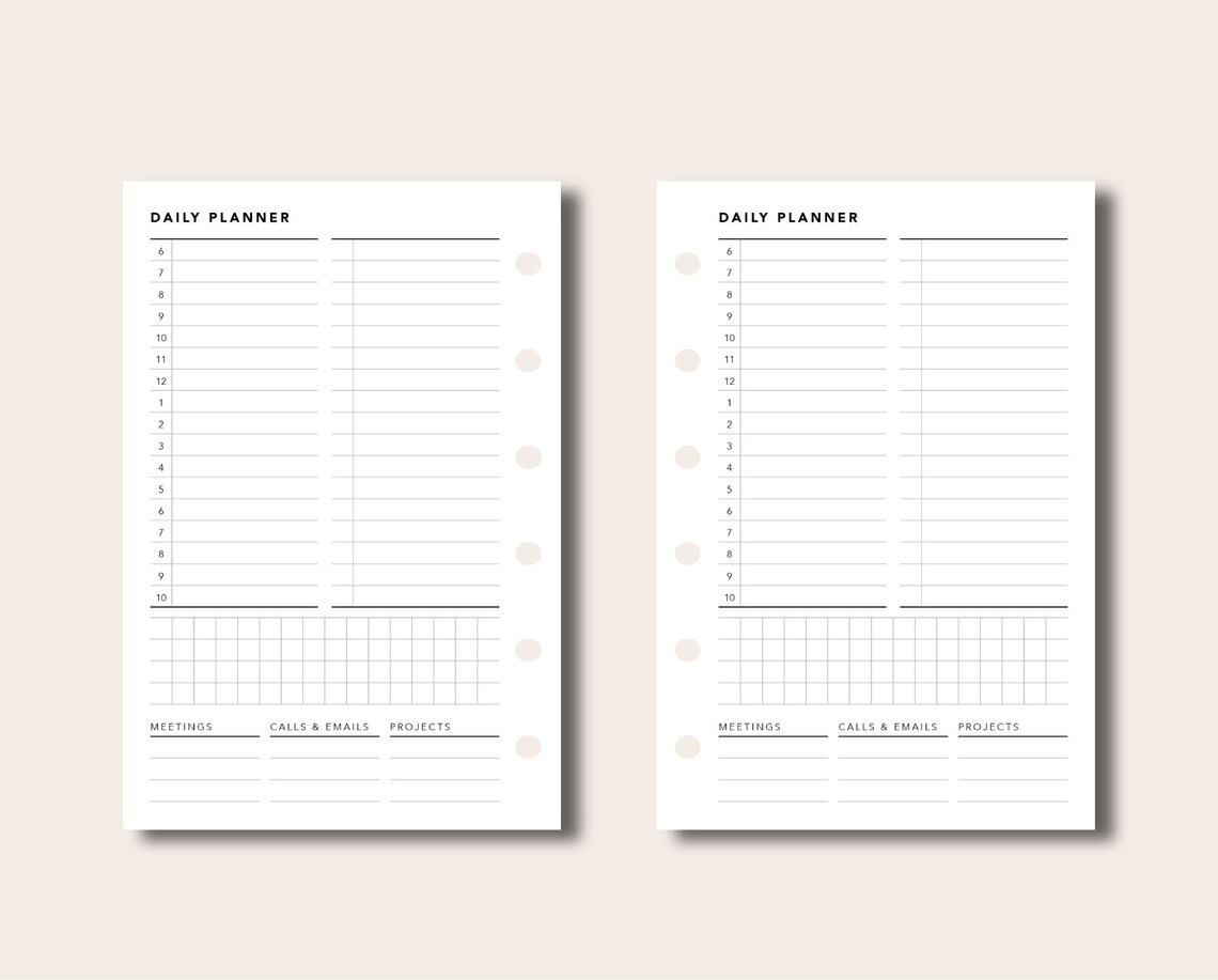 Pocket Daily Planner For Work Printable Planner Insert Day Etsy Espa a
