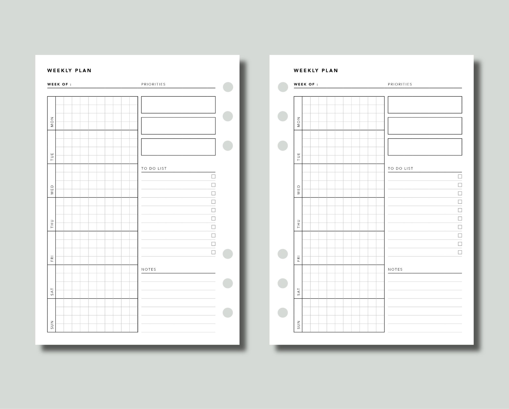 A6 Weekly Planner Printable Insert Weekly Planner No. 11 | Etsy