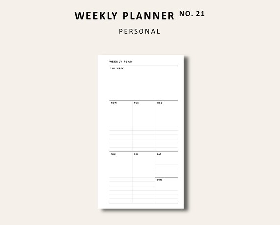 Personal Weekly Planner No. 21 Undated Weekly Agenda Week on | Etsy  Australia
