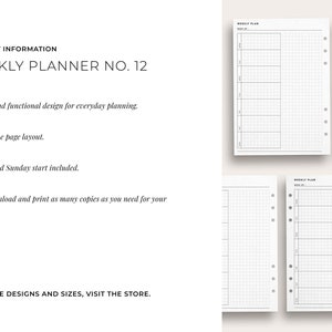 Weekly Planner No. 12, Half Letter Size Printable Minimal Weekly Agenda ...