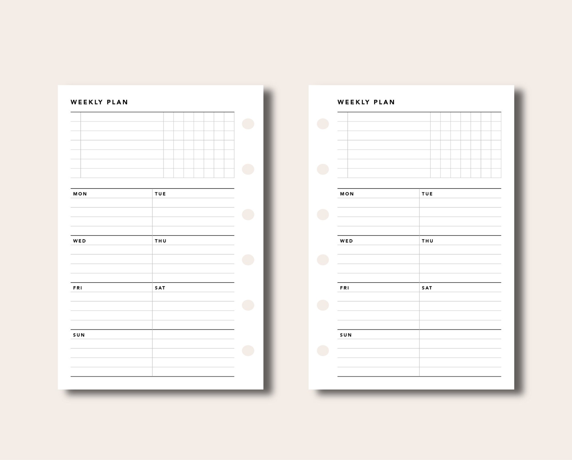 Pocket Weekly Planner No. 7 Printable Insert Week on 1 Page | Etsy