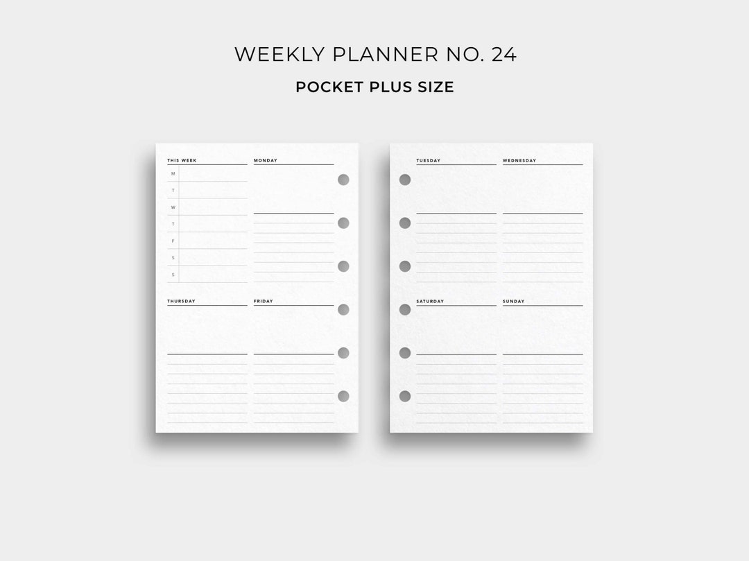 Weekly Planner No. 24 Pocket Plus Size Printable Weekly to - Etsy