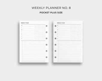 Weekly Planner No. 8, Pocket Plus Size - Printable Weekly To Do List Template, Weekly Goal Planner