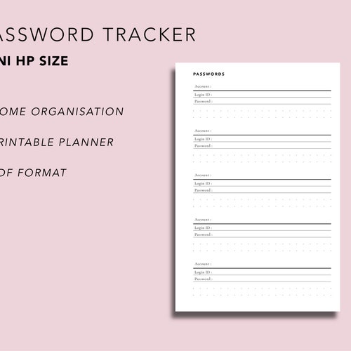 Printable Password Log Happy Planner Mini Password Keeper - Etsy