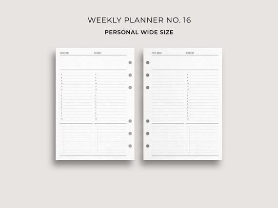 Weekly Planner No. 16, A6 Size Printable Vertical Timed Weekly Agenda,  Weekly Organizer, Hourly Schedule 