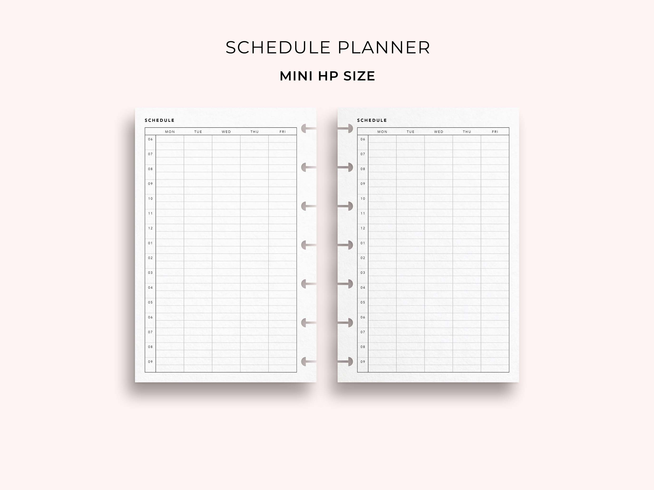 Weekly Hourly Planner Printable A6 Inserts Minimal Weekly 