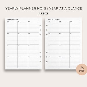 Yearly Planner No. 5 A5 Size Printable Annual Planner Year - Etsy