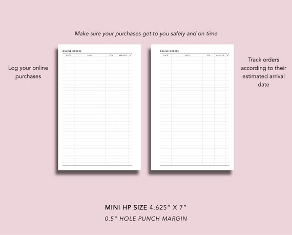 92 Happy Planner Mini HP Online Orders shopping tracker Printable ...