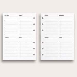 Weekly Planner No. 3, A6 Size Printable Undated Week on Two Pages ...